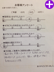 京都男性セラピスト出張アロマ Moonlightお客様アンケート2